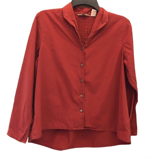 J Jill Button Front High Low hem Lace Trim Blouse Burnt Orange XS - Picture 1 of 6